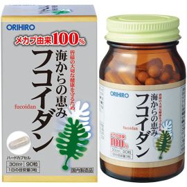 Orihiro 100% фукоїдан, екстракт морської водорості вакаме, 90 капсул на 30 днів прийому. До 10/2025