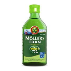 Mollers tran omega-3 риб'ячий жир з Норвегії для дорослих та дітей від 3 років, вітаміни А, D, Е, смак яблук, 250 мл